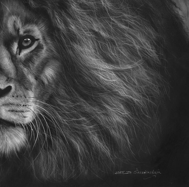 Original Black & White Animal Painting by Danguole Serstinskaja