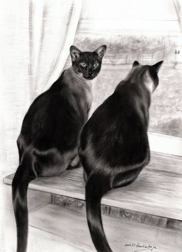 Print of Photorealism Cats Paintings by Danguole Serstinskaja