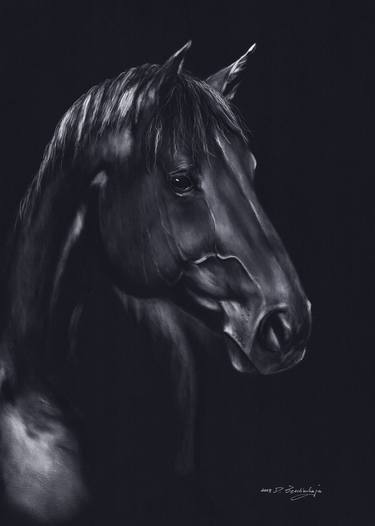 Print of Photorealism Horse Paintings by Danguole Serstinskaja