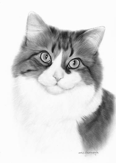 Print of Realism Cats Paintings by Danguole Serstinskaja