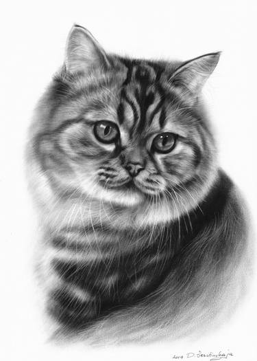 Print of Cats Paintings by Danguole Serstinskaja