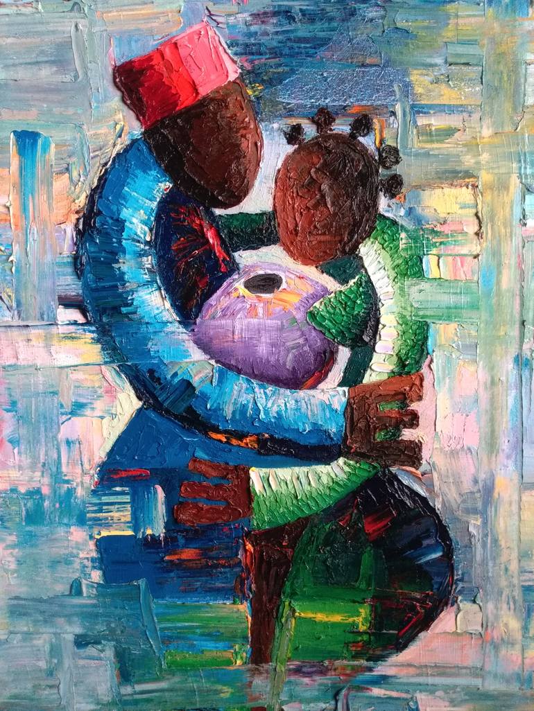Original Abstract Family Painting by Isiavwe Ufuoma