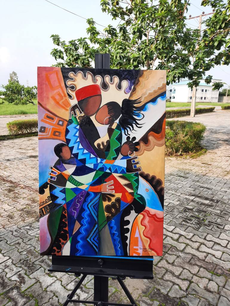 Original Abstract Family Painting by Isiavwe Ufuoma