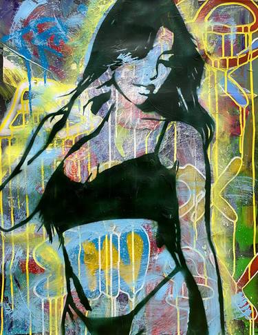 Original Street Art Women Paintings by AURA xDR