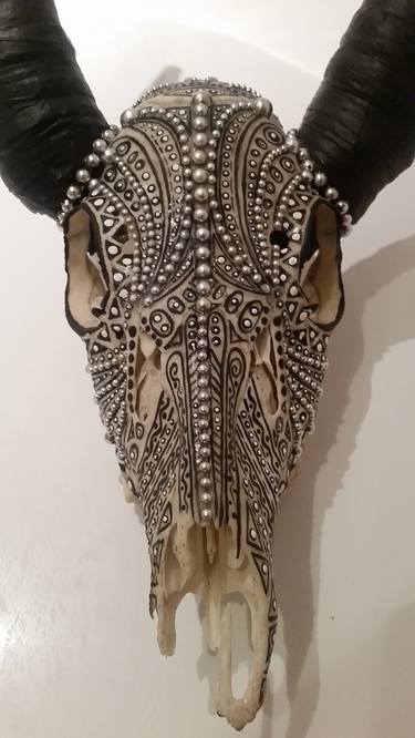 Embellished tribal deer skull thumb