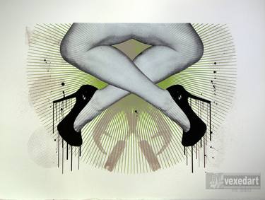 Wall Art | Screen Print | Erotic Art | 'Straight / heels II' : hand pulled screen print, Limited Edition /30 thumb