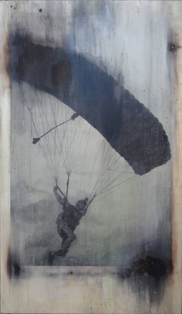 Screen Print Street Art Graffiti Style Wall Art | Skydive Art | Flying Parachute | Skydive Swoop | Skydiver Flying Canopy thumb
