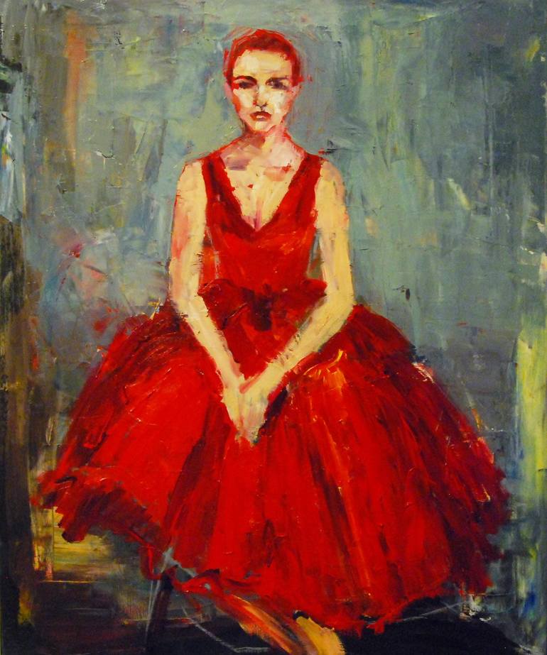 Red dress Painting by Anna Zawadzka Dziuda | Saatchi Art