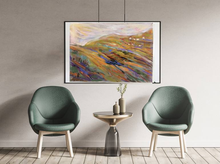 Original Abstract Expressionism Landscape Drawing by Klara Arnaudova