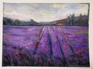 Lavender Fields - Original pastel painting 9.5 by 12.5 thumb