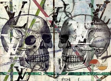 "Double Skull Disaster #10" - original artwork on 300gsm Italian paper thumb