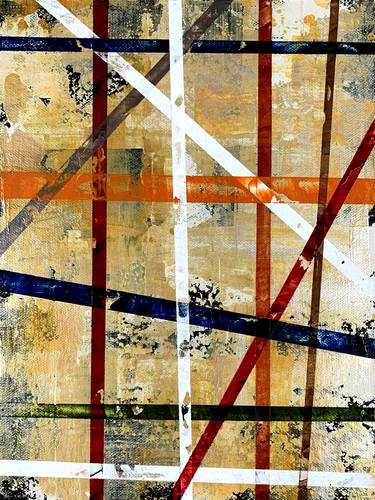 Abstract Planes Study in Red White Blue & Orange - original 10" x 8" oil & acrylic painting on panel thumb