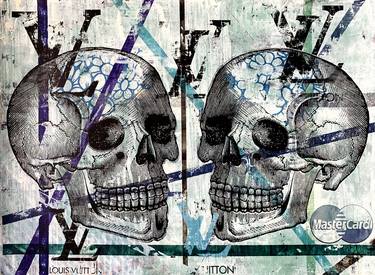 "Double Skull Disaster #01 in Green" - original artwork on 300gsm Italian paper thumb