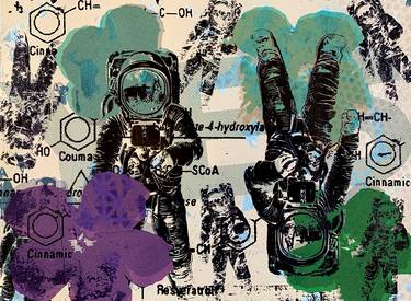 "Astronaut Double Disaster in Purple & Green" - original artwork on 300gsm Italian paper thumb