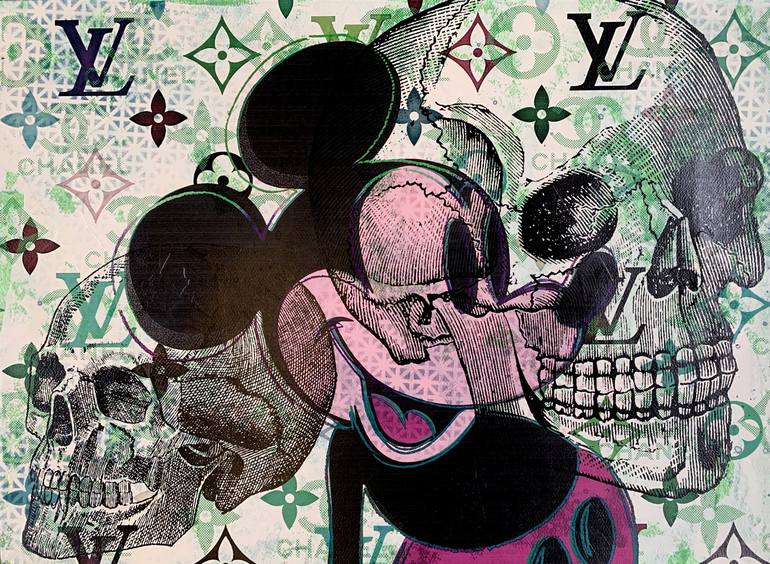 Mickey Mouse Disaster in Magenta #01 [after Andy Warhol] - original artwork  on 300gsm Italian paper Painting by Taylor Smith