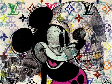 "Mickey Mouse Disaster in Magenta" [after Andy Warhol] - original artwork on canvas thumb