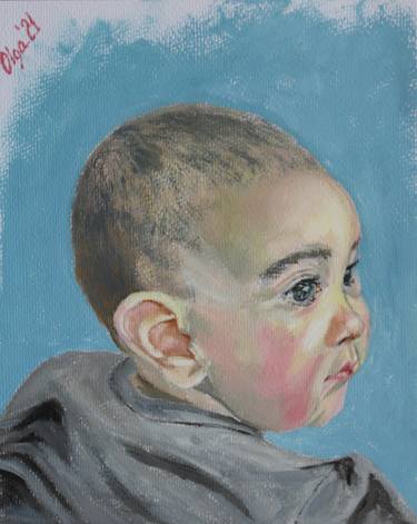 Original Portraiture Children Painting by Olga Sharp