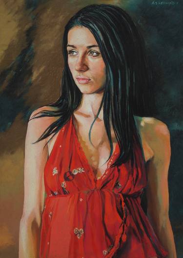 Girl In A Red Chemise thumb