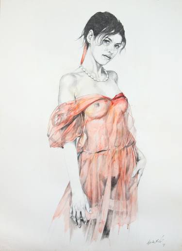 Original Figurative Women Drawings by Andre Leonard