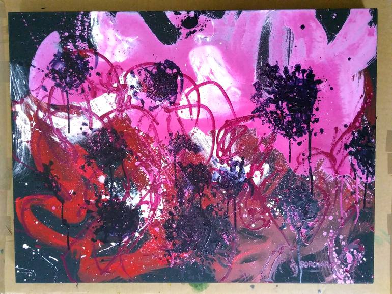 Original Abstract Expressionism Floral Painting by ANNE BORCHARDT