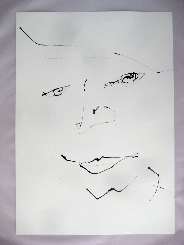 Original Abstract Portrait Drawing by ANNE BORCHARDT