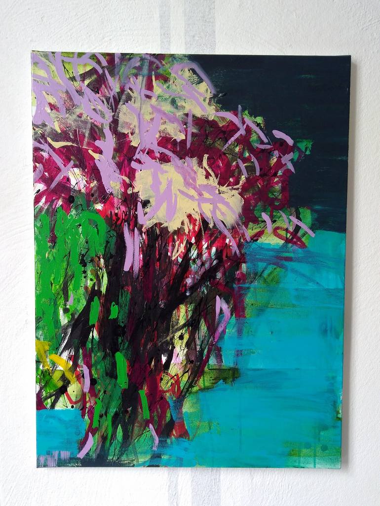 Original Abstract Garden Painting by ANNE BORCHARDT