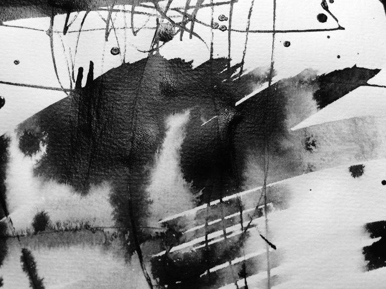 Original Abstract Landscape Drawing by ANNE BORCHARDT