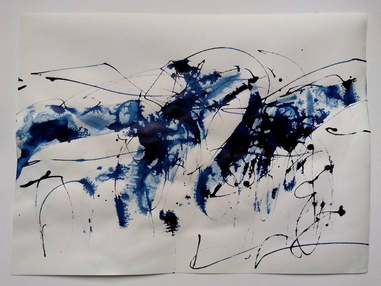 Original Abstract Landscape Drawing by ANNE BORCHARDT