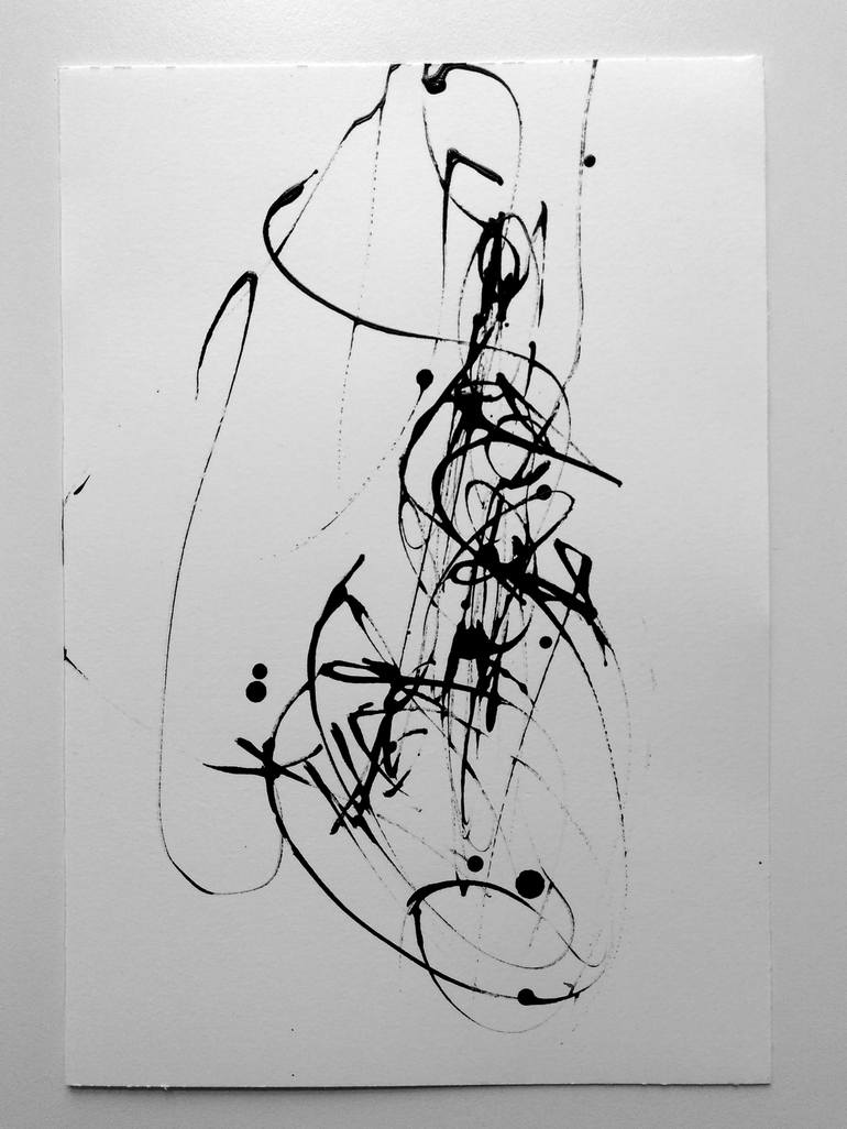 Original Abstract Expressionism Abstract Drawing by ANNE BORCHARDT