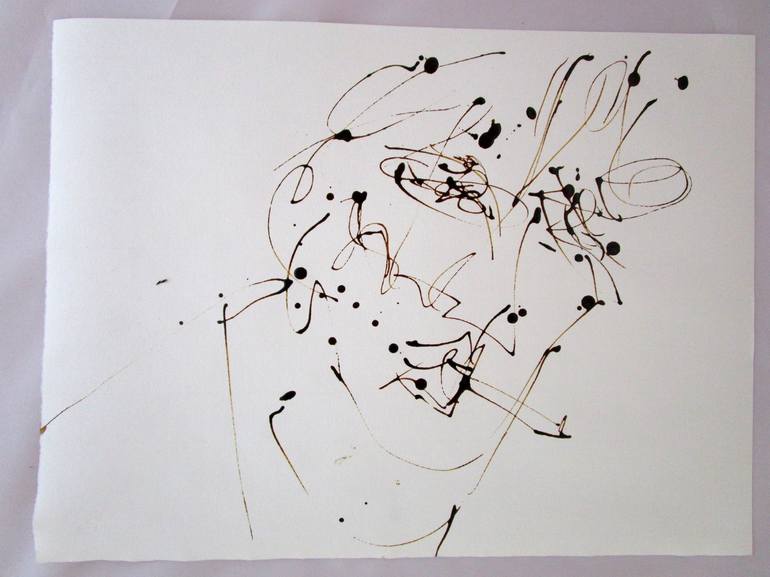 Original Abstract Portrait Drawing by ANNE BORCHARDT