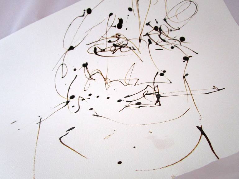 Original Abstract Portrait Drawing by ANNE BORCHARDT