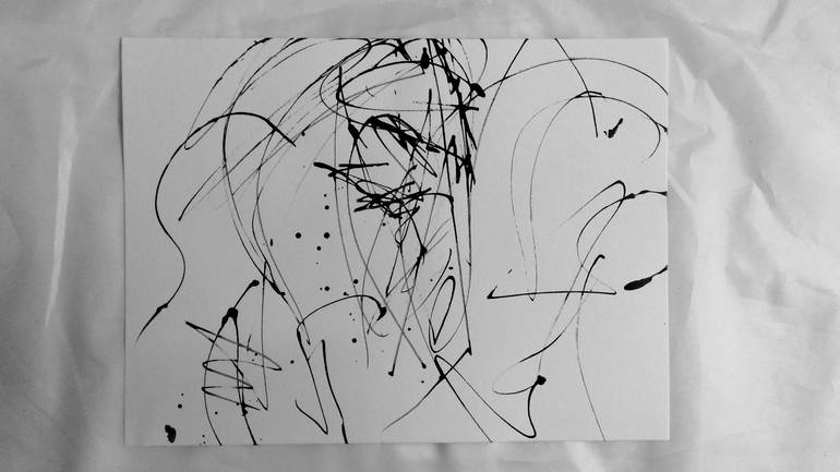 Original Abstract Expressionism Abstract Drawing by ANNE BORCHARDT