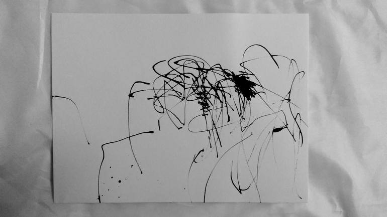 Original Abstract Expressionism Abstract Drawing by ANNE BORCHARDT