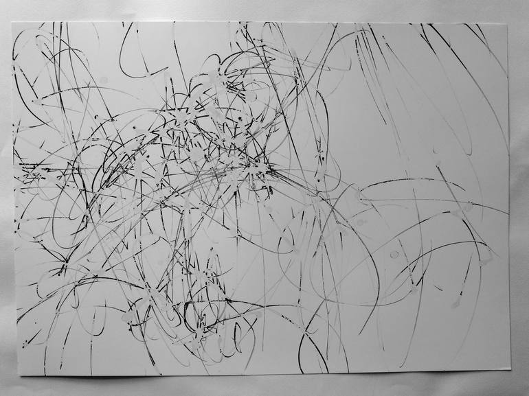 Original Abstract Expressionism Abstract Drawing by ANNE BORCHARDT