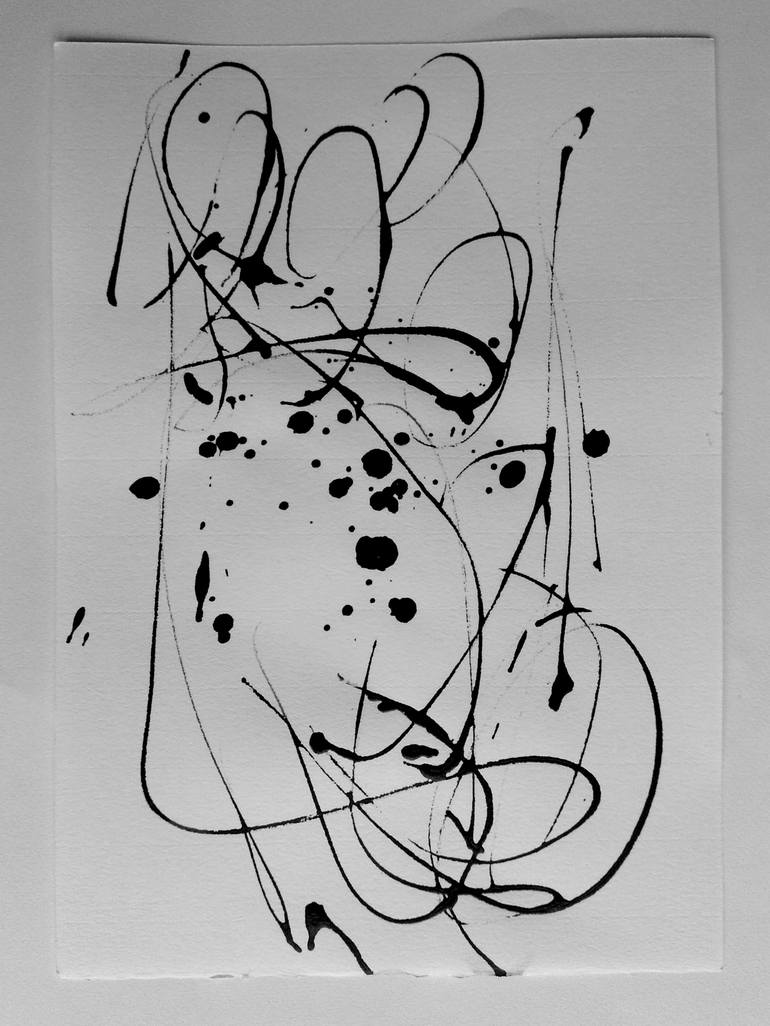 Original Abstract Expressionism Abstract Drawing by ANNE BORCHARDT