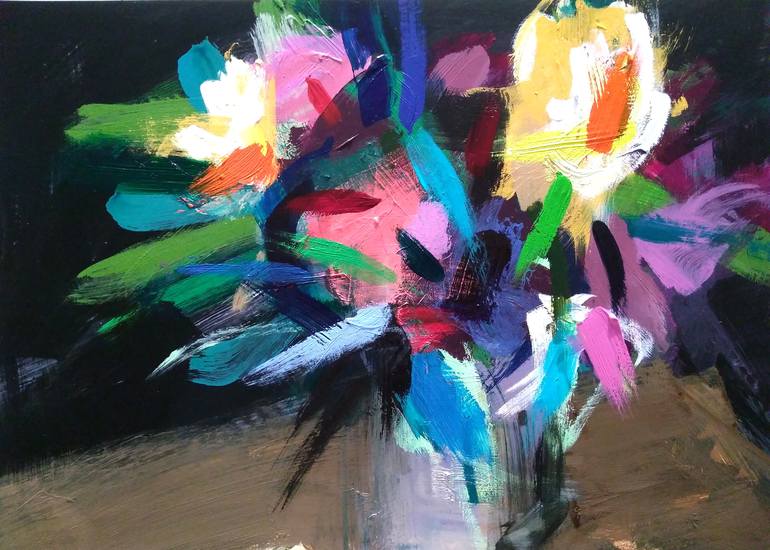 Original Abstract Floral Paintings by Anne Borchardt