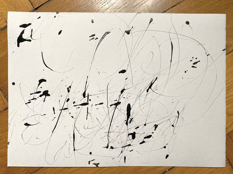 Original Abstract Expressionism Abstract Drawing by ANNE BORCHARDT