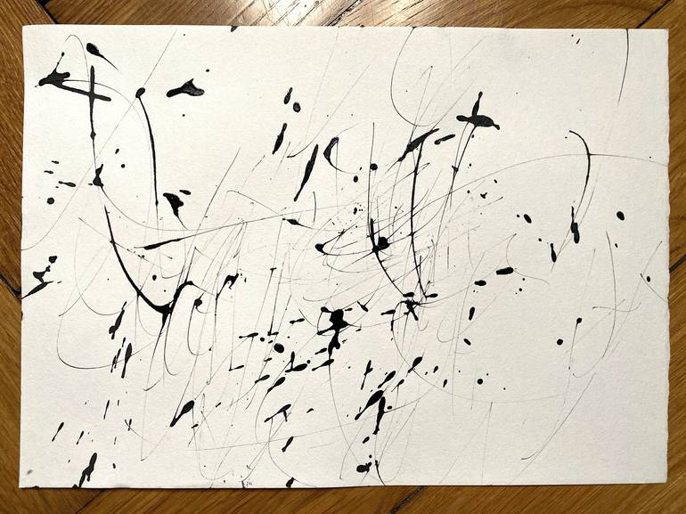 Original Abstract Expressionism Abstract Drawing by ANNE BORCHARDT