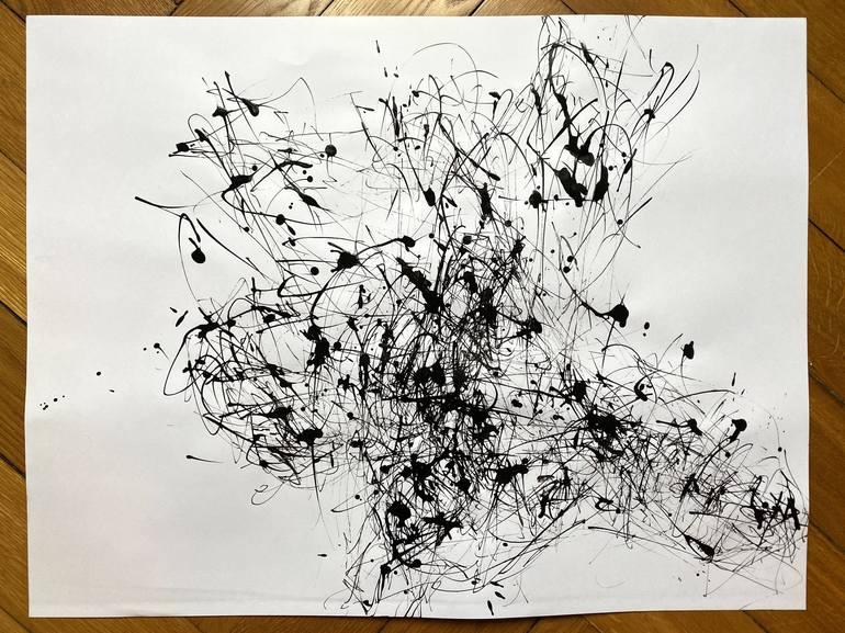 Original Abstract Expressionism Abstract Drawing by ANNE BORCHARDT