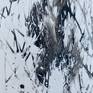 A reaction of black India ink and rain on Yupo paper. Looks great in a modern frame with passepartout. No given orientation.
