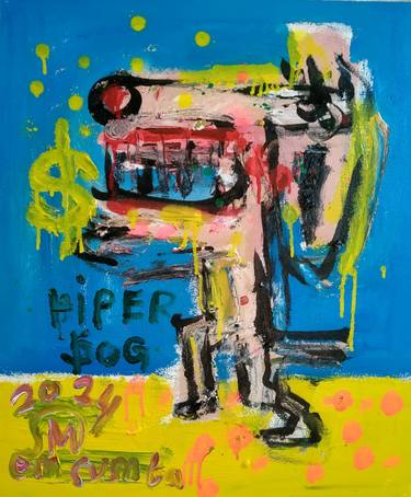 Original Abstract Expressionism Dogs Painting by martinus sumbaji