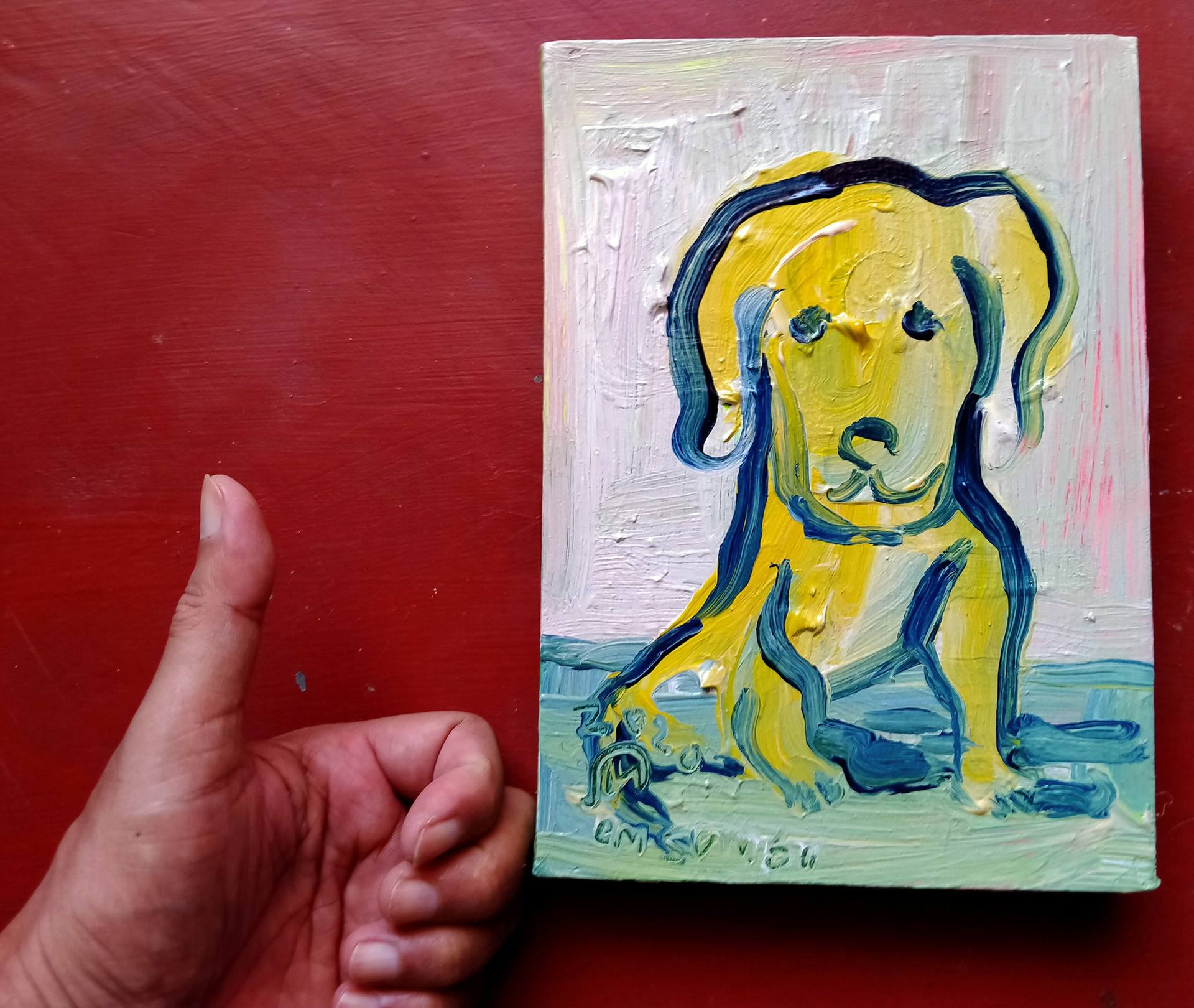 Yellow sales dog painting