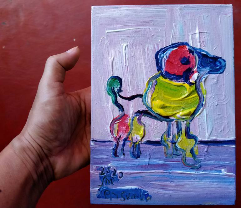 Original Abstract Expressionism Dogs Painting by martinus sumbaji