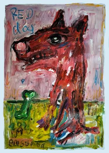 red dog painting