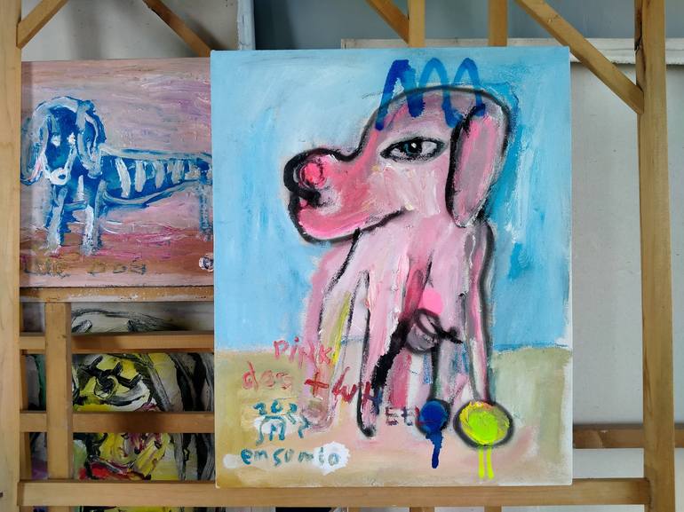 Original Abstract Dogs Painting by martinus sumbaji