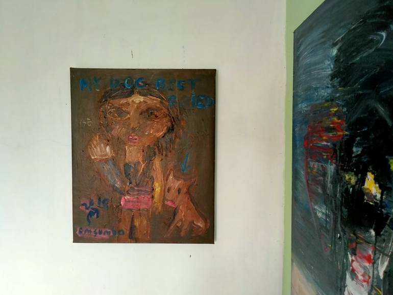 Original Abstract Expressionism Dogs Painting by martinus sumbaji