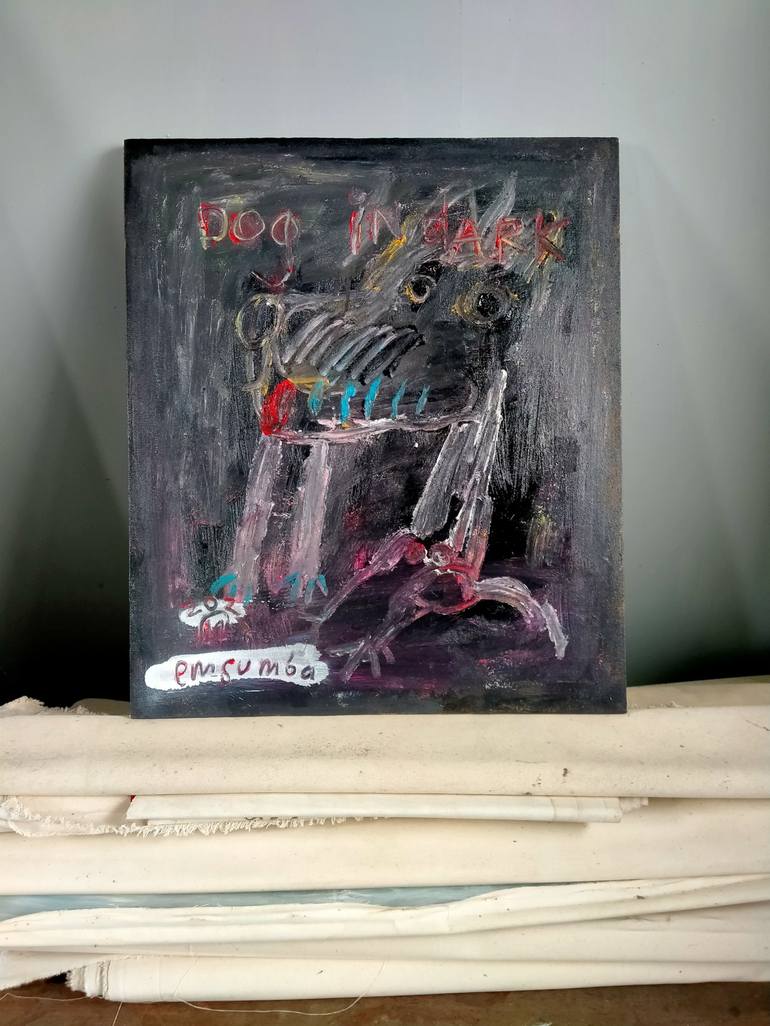 Original Abstract Dogs Painting by martinus sumbaji