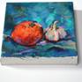 Orange and garlic acrylic paining from the side