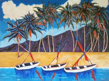 Original Abstract Expressionism Boat Paintings by Robert  Anthony Montesino