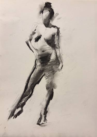 Original Impressionism Nude Drawing by Guido Mauas